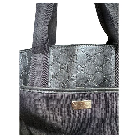 Gucci Guccissima Tote Bag Black Leather GG Pattern Shoulder Bag 161770 - Picture 10 of 10